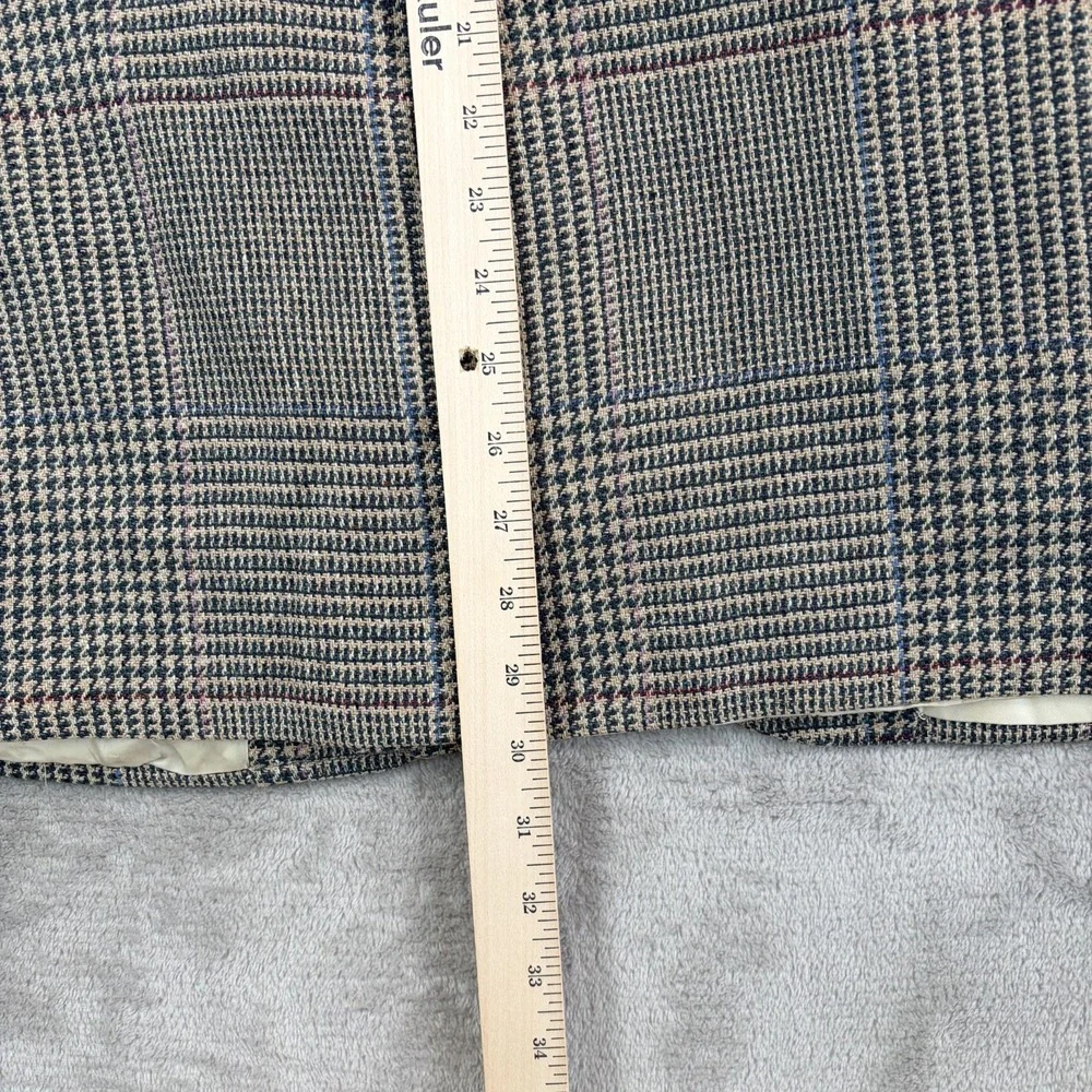 VTG Polo Ralph Lauren Blazer Jacket 42 Glen Check Silk Linen Wool 80s 90s USA
